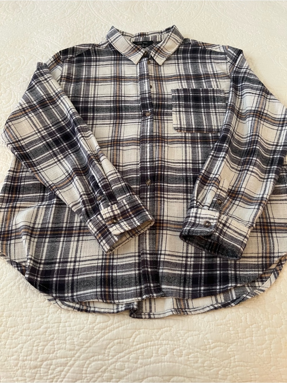Love Tree Black and White Plaid Button-Down Shirt